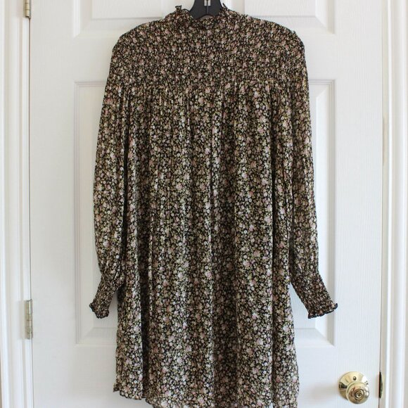 & Other Stories Sheer Smocked Mini Dress Floral Print - Picture 2 of 10
